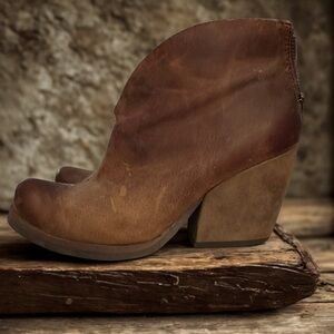 Kork-Ease Tan Leather Ankle Booties